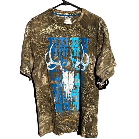 NWT RealTree Max-1 XT Men’s Camo Short Sleeved Top w/Skull Graphic Large - Picture 1 of 12